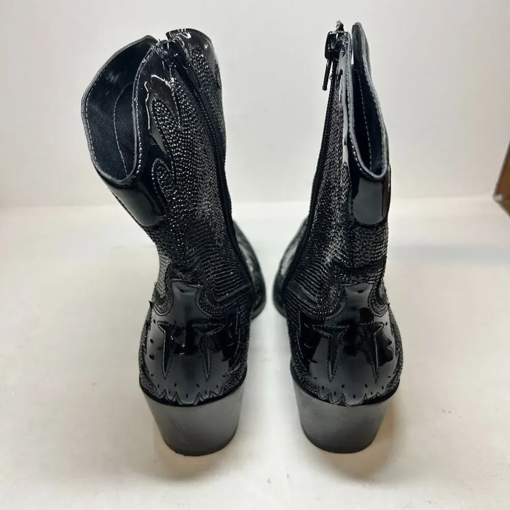 Wild Pair Womens 6 M Black Bling Lourdez Pointed Toe Western Boots DISPLAY RX5